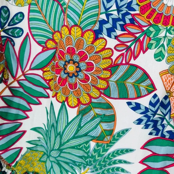 Boden Tropical Fruit Floral Cotton Mini Dress Size 2 Botanical Resortwear - Picture 6 of 9